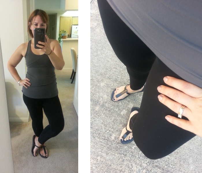 old navy compression leggings, lululemon tank, marc jacobs nail polish, blogger review, fashion blogger outfit