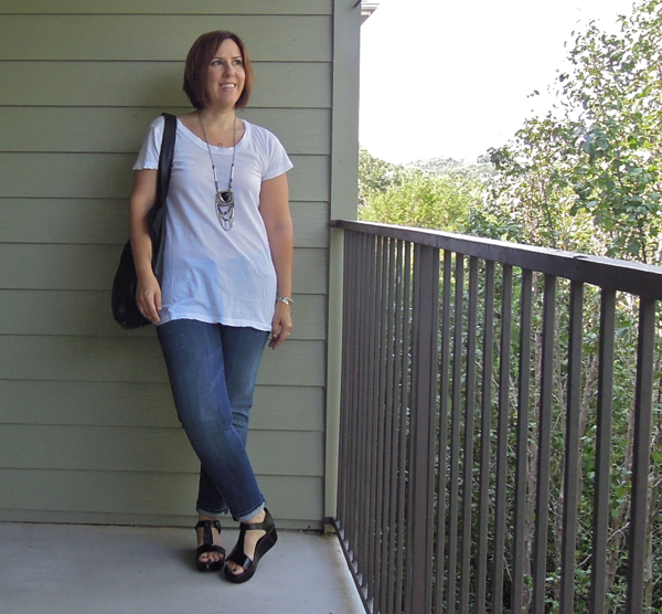 genetic denim liam crop jeans, robert clergerie pepo sandals review, lna crewneck tee, fashion blogger outfit