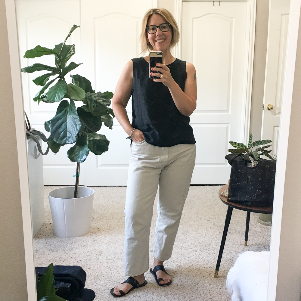 chimala jeans eileen fisher linen outfit