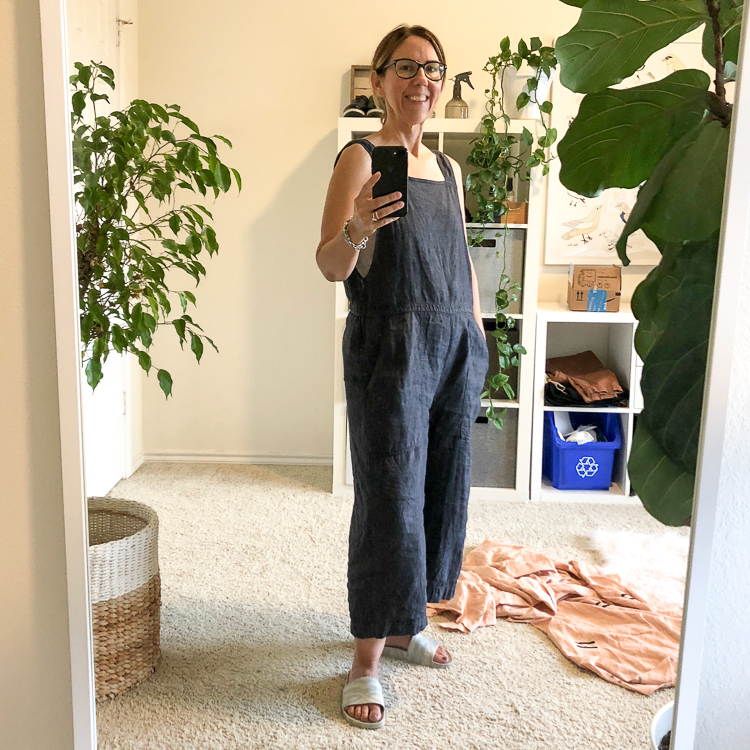 eileen fisher linen overalls